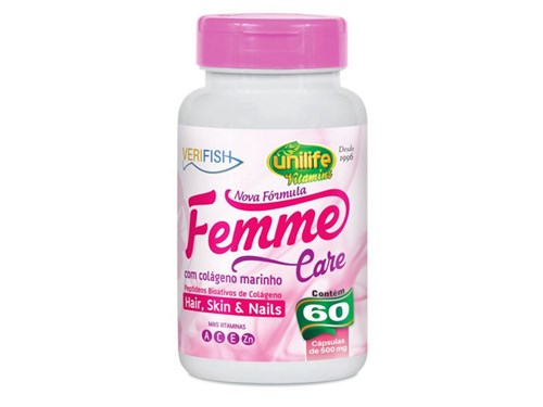 Femme Care com Colágeno Marinho 60 Cápsulas Unilife