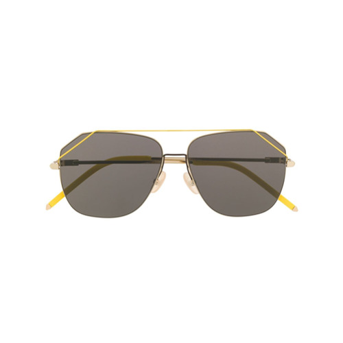 Fendi Eyewear Óculos de Sol Oversized Aviador - Amarelo