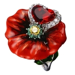 Festa De Casamento Moda Flor Coração Forma Faux Ruby Finger Ring Jewelry Bridal