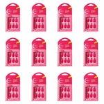 Fhaces Unhas Postiças Colors Rosa Pink C28 Kit Com 12