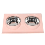 Filhote de cachorro inovadora Pet Bowl Cat Dog Alimentação bacia Duplo Bowls + Base (rosa)