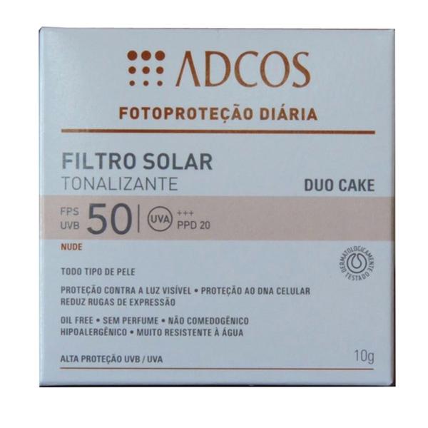 Filtro Solar Duo Cake FPS 50 Nude Adcos 10g