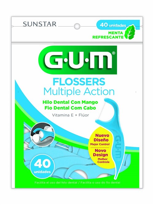 Fio Dental Gum Forquilha Flossers Multiple Action C/40