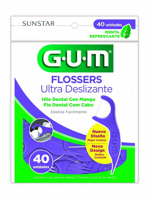 Fio Dental Gum Forquilha Flossers Ultra Deslizante C/40