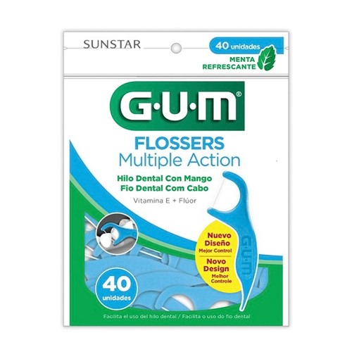 Fio Dental Gum Multiple Action Flossers com 40 Unidades