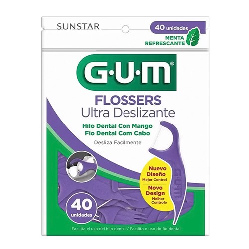 Fio Dental Gum Ultra Deslizante Flossers com 40 Unidades