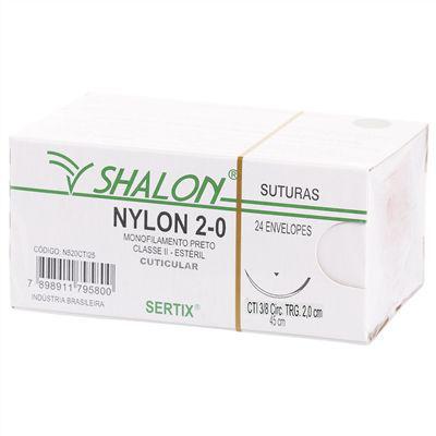 Fio para Sutura Nylon 2-0 com Agulha Triangular de 2,0cm - Shalon