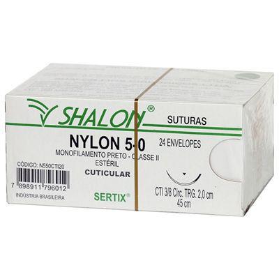 Fio para Sutura Nylon 5-0 com Agulha Triangular de 1,5cm 1/2 - Shalon