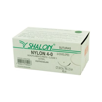 Fio para Sutura Shalon Nylon 4-0 com Agulha Triangular de 2,5cm e 3/8