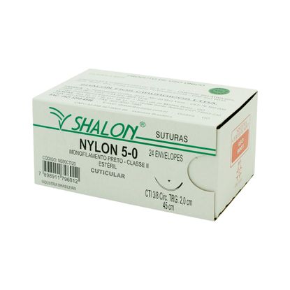 Fio para Sutura Shalon Nylon 5-0 com Agulha Triangular de 2,0cm e 3/8