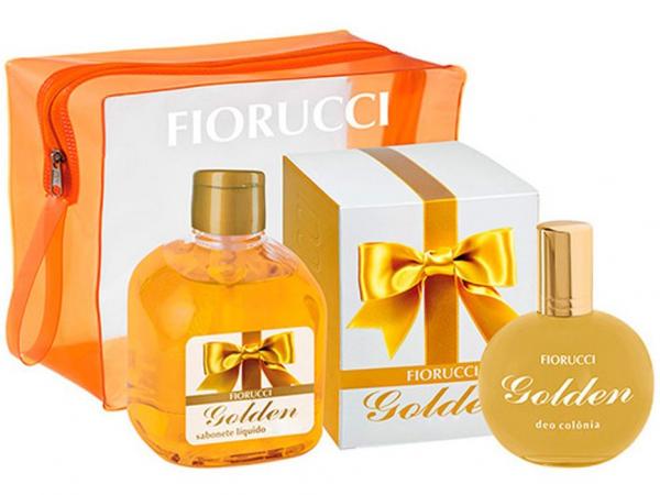 Fiorucci Golden Perfume Feminino Deo Colônia - 100ml + Sabonete Líquido 350ml + Necessaire