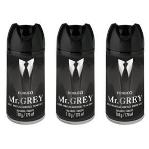 Fiorucci Mr. Grey Desodorante Aerosol 170ml - Kit com 03