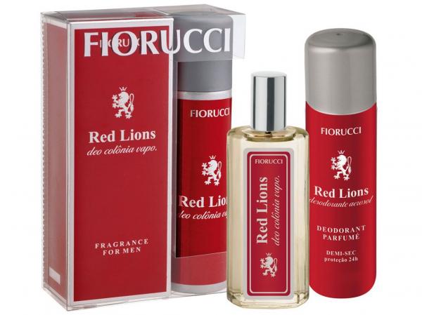 Fiorucci Red Lions Perfume Masculino Deo Colônia - 100ml com Desodorante Spray Red Lions 138ml