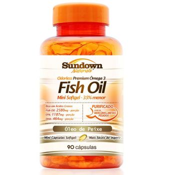 Fish Oil Odorless Óleo de Peixe 1000mg Sundown 90 Cápsulas