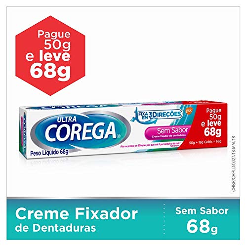 Fixador de Dentadura Ultra Creme Sem Sabor, Corega, 68G