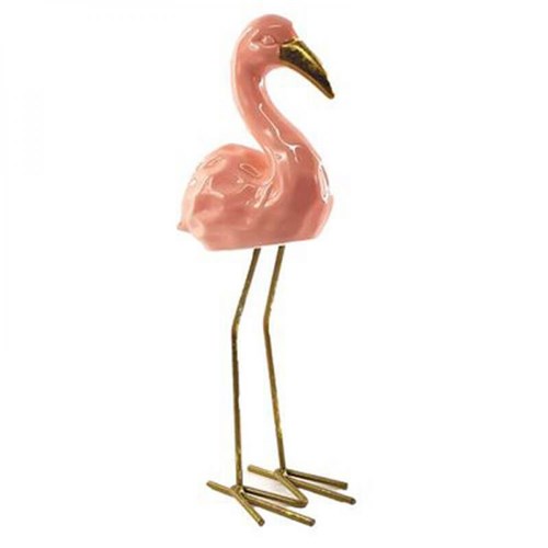 Flamingo em Pé Cerâmica 45,5cmx17,5cm Mart Collection Rosa