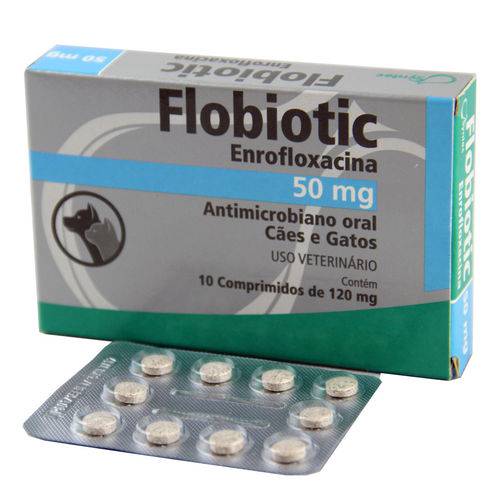 Flobiotic 50mg Enrofloxacina Cães e Gatos 10 Comprimidos - Syntec