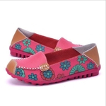Floral Summer Fashion Impresso Mulheres couro macio Shoes Anti-Slip Slip On Shoes