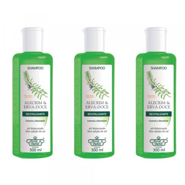 Flores Vegetais Alecrim e Erva Doce Shampoo 300ml (Kit C/03)