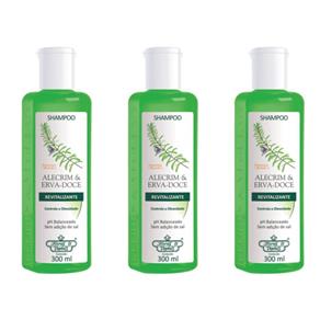 Flores & Vegetais Alecrim e Erva Doce Shampoo 300ml - Kit com 03