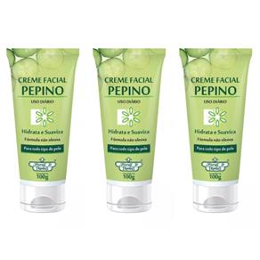 Flores & Vegetais Creme Facial de Pepino 100g - Kit com 03
