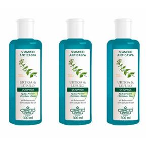 Flores & Vegetais Ortiga e Lúpulo Shampoo 300ml - Kit com 03