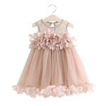 Flower Lace Bebés Meninas Vestido Vest Verão de malha de fios Princess Dress