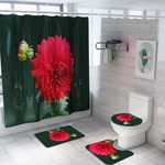 Flowers Shower Curtain Tapete Quatro pe?as de banho Mat Set