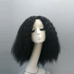 Fluffy hair products Medium length afro wig with bangs Color Brown Synthetic african american curly wigs for women 9018