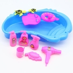 JIA 11 Pcs Bath Supplies boneca de banho Piscina secador de cabelo Sabão Set Pretend Play Toy cor aleatória Doll 's furniture