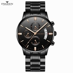 FNGEEN Men Luxury Casual Watch Quartz Stainless Steel Waterproof Calendar Watch