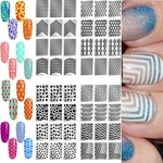 3 Folha Nail Art Transfer Stickers 3D Design French Manicure Tips Decal Tool