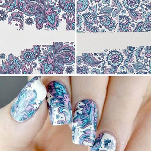 2 Folhas de Nail Art Adesivos de Transferência de Água Flor Diy Manicure Decoração Decalque