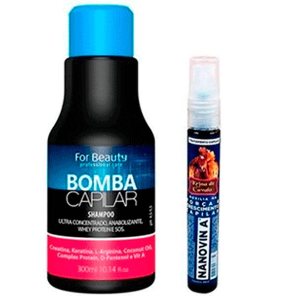 For Beauty - Kit (Shampoo Bomba Capilar 300ml + Nanovin a Krina de Cavalo 30ml)