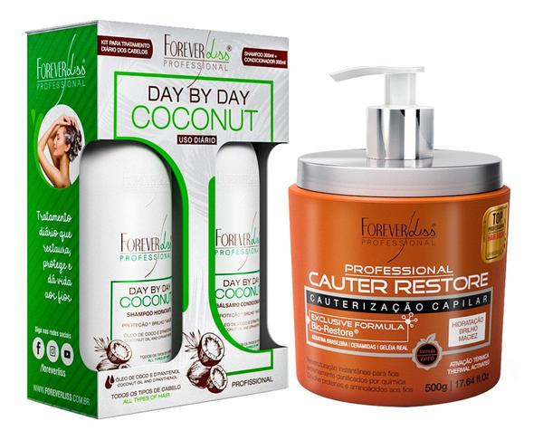 Forever Liss Cauter Restore 500g + Kit Day By Day Coconut