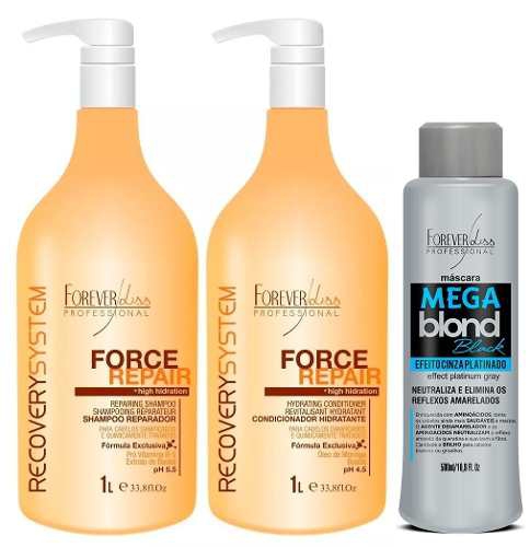 Forever Liss - Force Repair Shampoo e Condicionador 1l + Mega Blond Black