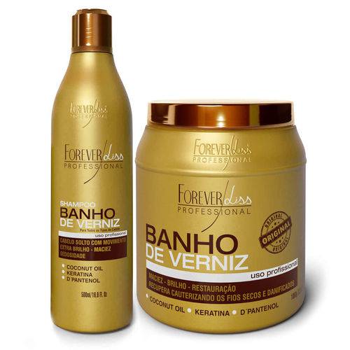 "forever Liss Kit Banho de Verniz Shampoo 500ml + Mascara 1kg Forever Liss Kit Banho de Verniz Shampoo 500ml + Mascara 1