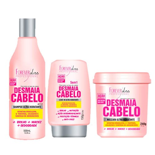 Forever Liss - Kit Desmaia Cabelo (Shampoo 500ml + Leave-In 150g + Máscara 240g)