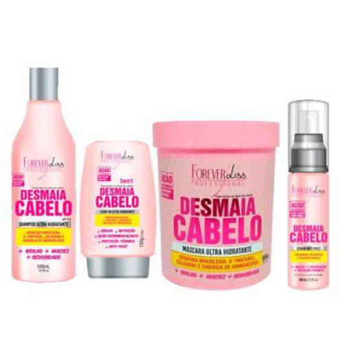Forever Liss Kit Desmaia Cabelo Shampoo 500ml, Máscara 950g, Leave-in 150g e Sérum 60ml