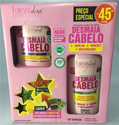 Forever Liss Kit Desmaia Cabelo - Shampoo e Máscara (Brinde)