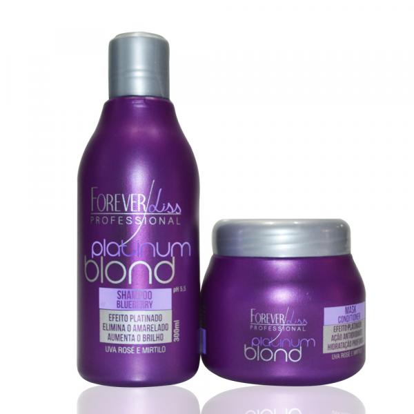 Forever Liss - Kit Platinum Blond Shampoo Bluebarry + Máscara Condicionante Matizadora - Forever Liss Professional