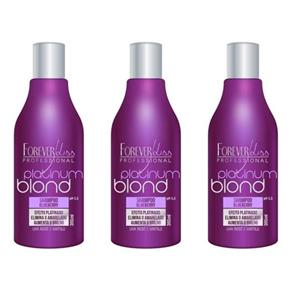 Forever Liss Platinum Blond Matizador Shampoo 300ml - Kit com 03
