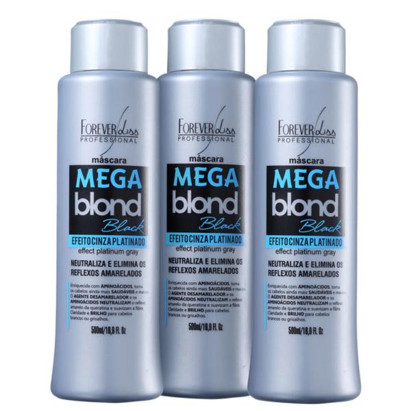 Forever Liss Professional Mega Blond Black - Máscara Matizadora 3x500ml