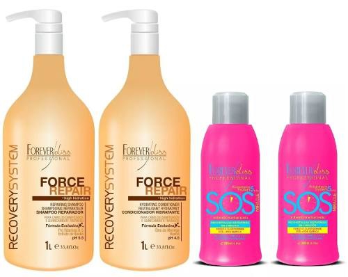 Forever Liss 2 Sos 300ml + Force Repair Shampoo e Cond 1l