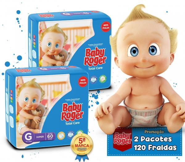 Fralda Baby Roger G Kit com 2pct 120 Fraldas. Atacado Barato