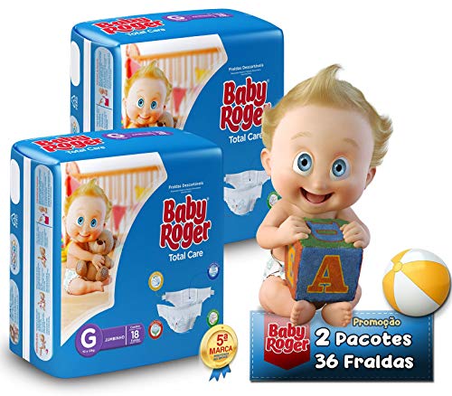 Fralda Baby Roger G Kit com 2pct 36 Fraldas. Jumbinho Barato