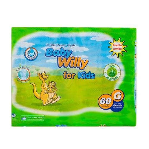 Fralda Baby Willy For Kids G 60 Unidades