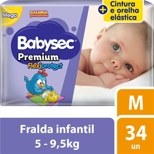 Fralda Babysec Galinha Pintadinha Premium M 34 Unids