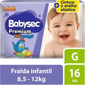 Fralda Babysec Premium Galinha Pintadinha G - 16 Unidades