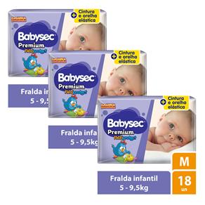 Fralda Babysec Premium Galinha Pintadinha M - Kit com 54 Unidades